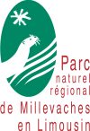 Logo parc naturel millevaches en limousin - loutre rivière , étoiles